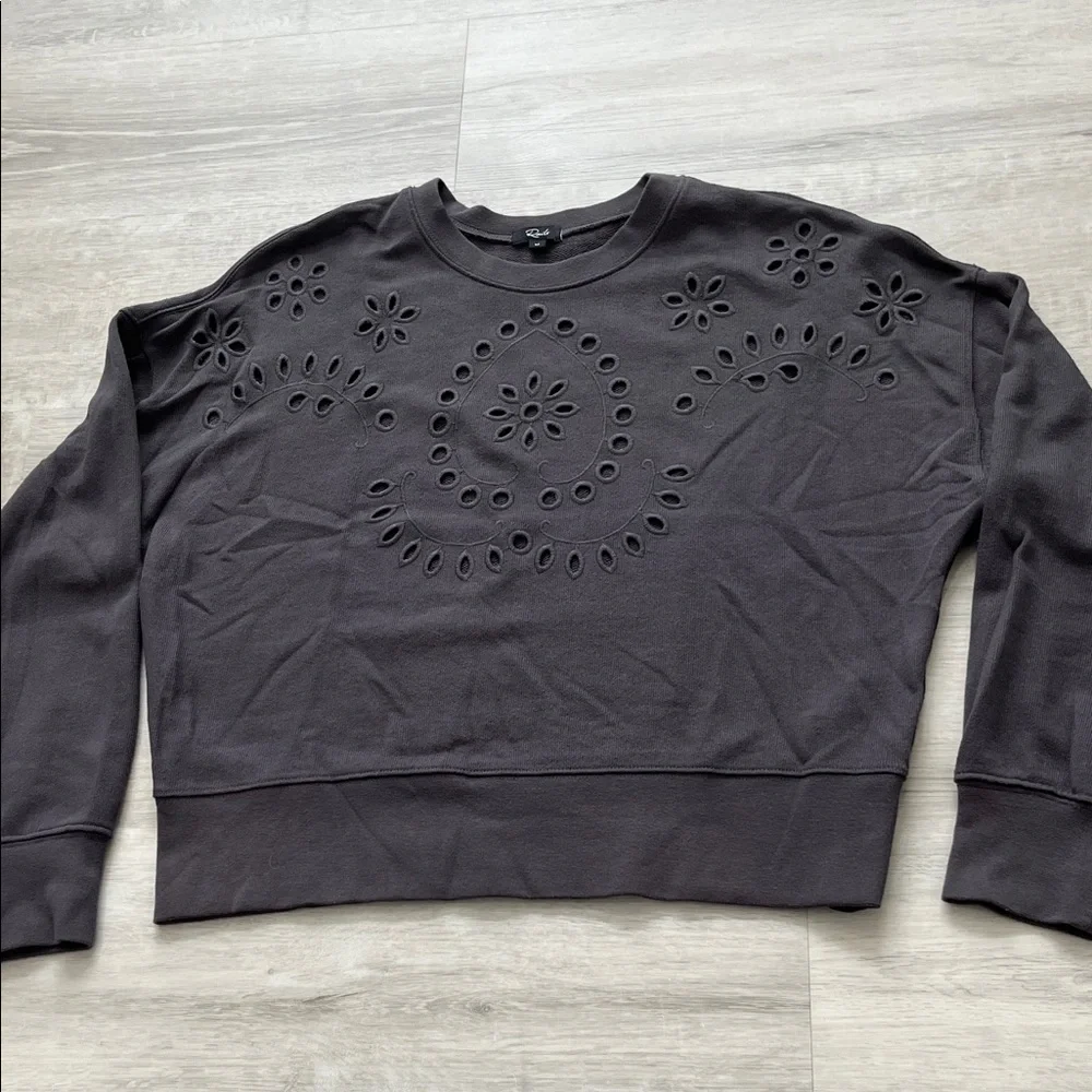 Rails Alice Eyelet Sweatshirt Soft Girl Coquette Cozy Pullover Women M Crew Neck - Picture 4 of 14